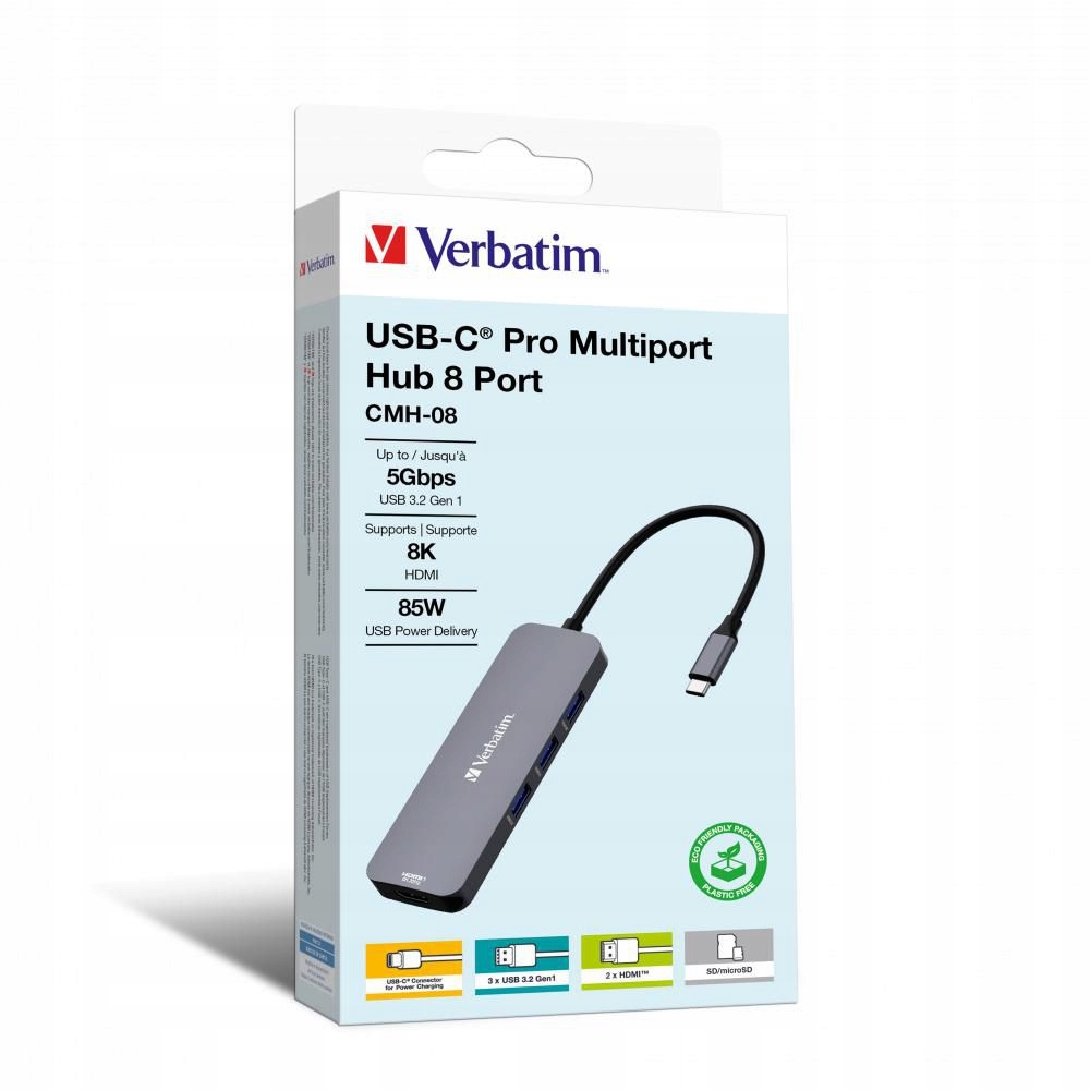 Multifunkčný hub Verbatim Usb-c Pro Multiport 8x CMH-08 40B30090EU, 32151