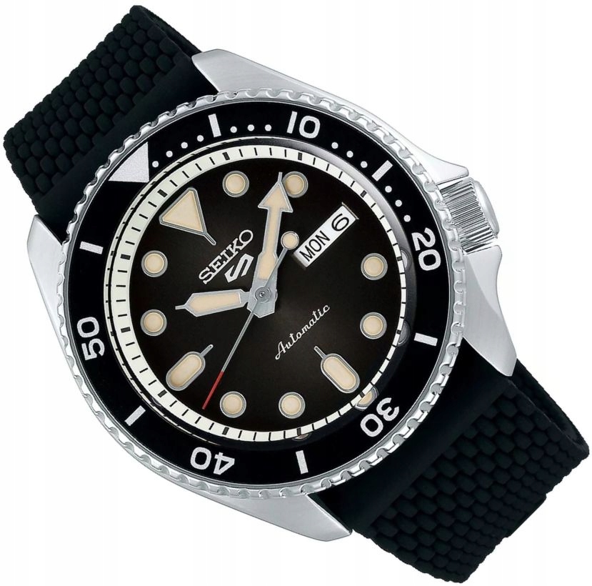 Pánské Hodinky Seiko 5 SRPD73K2 Automatický Černý Diver Na Pásku 42,5 mm