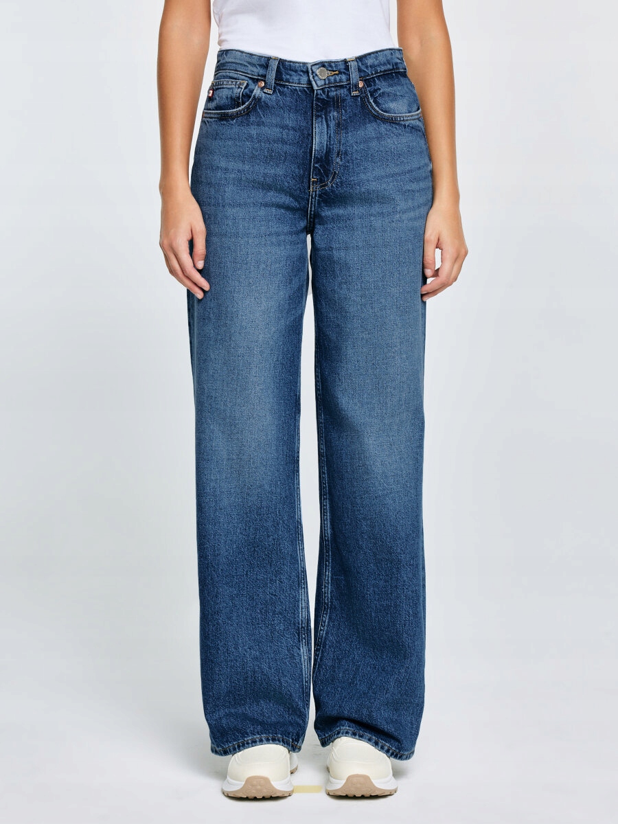 Big Star Jeansy damskie z szeroką nogawką niebieskie Atrea 389 34/30