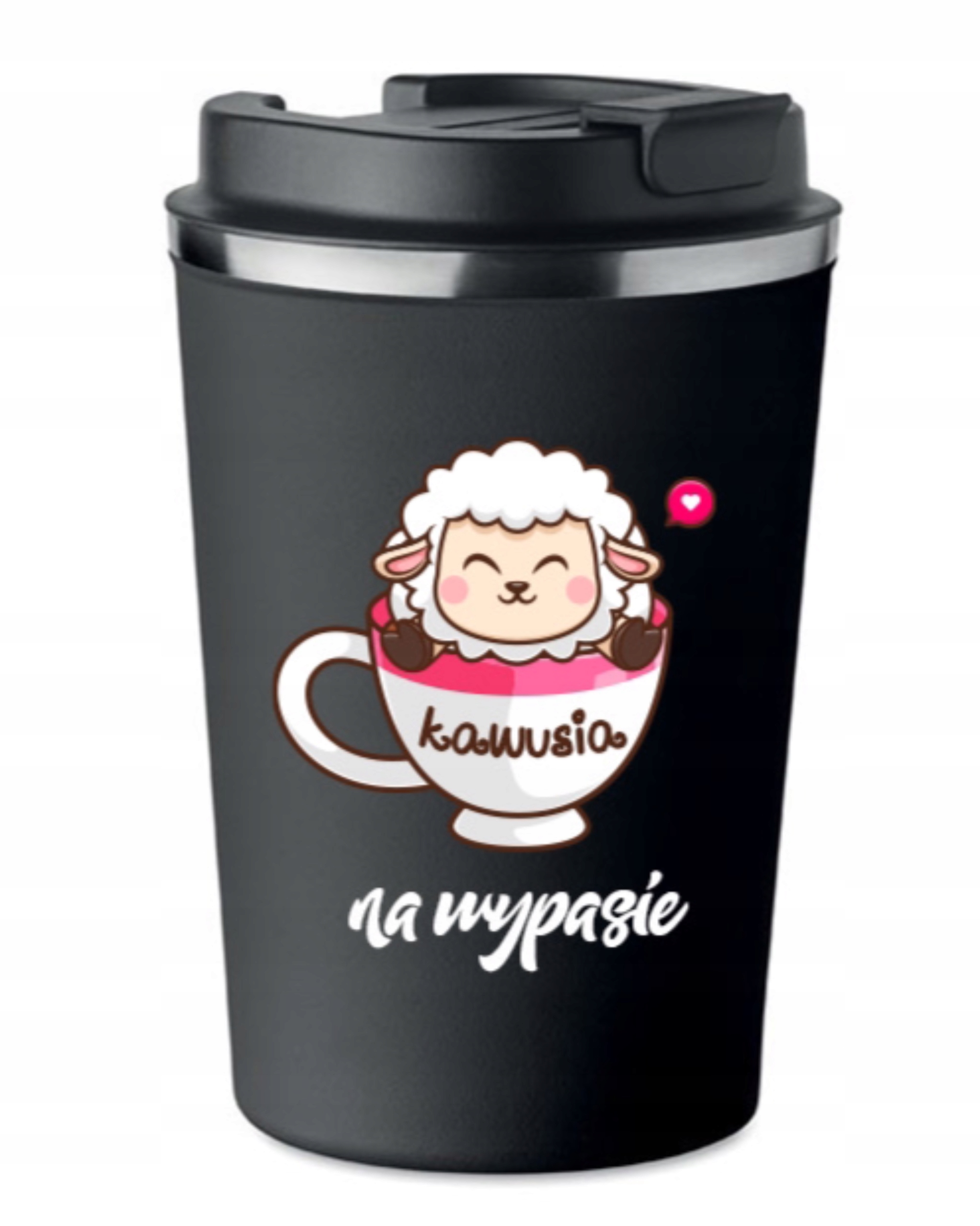 Kubek Termiczny Premium z Nadrukiem KAWUSIA NA WYPASIE 350ml 0,35l KT_006