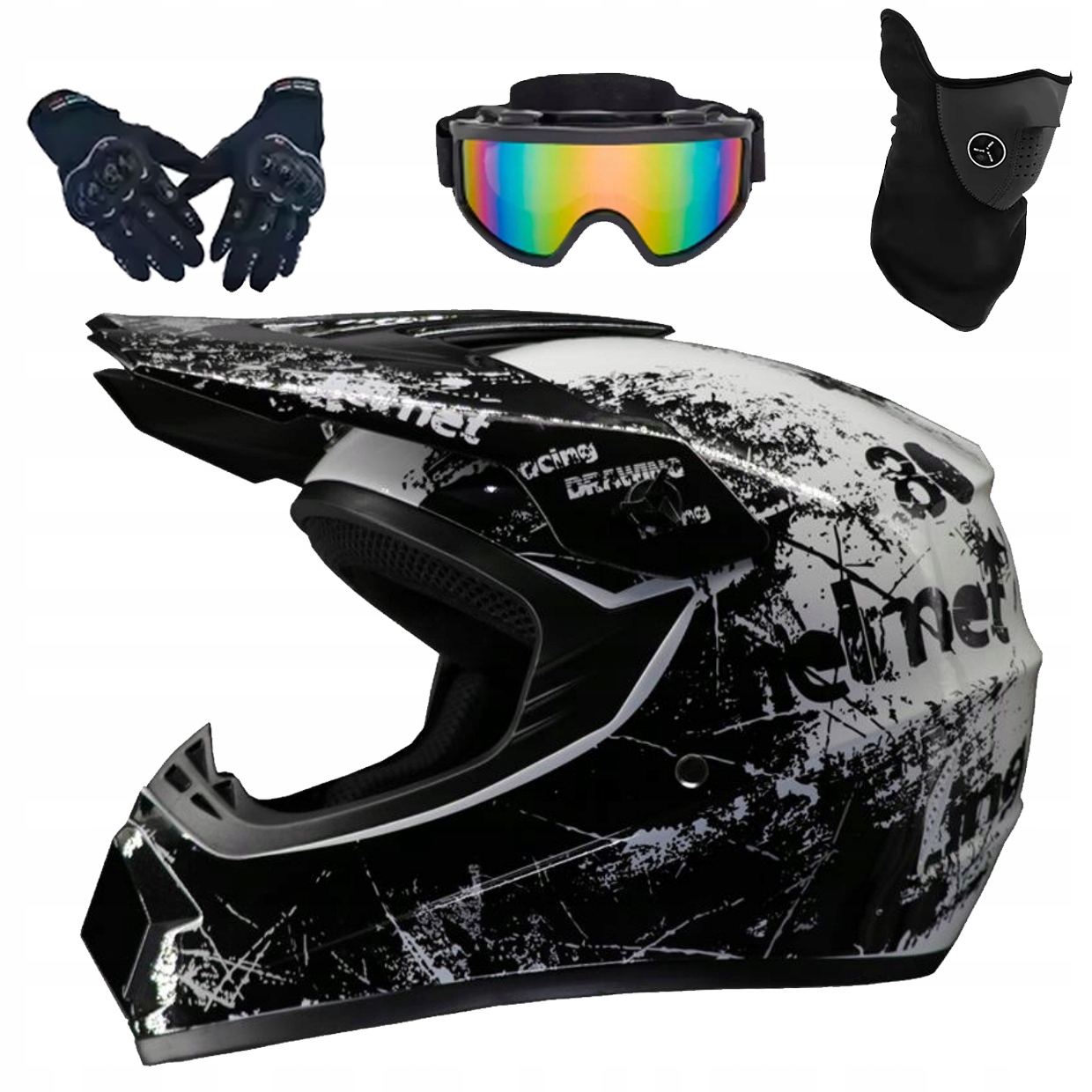 Helma Na Elektrickou Koloběžku Cross Enduro Quad Bmx Helma Brýle Rukavice S