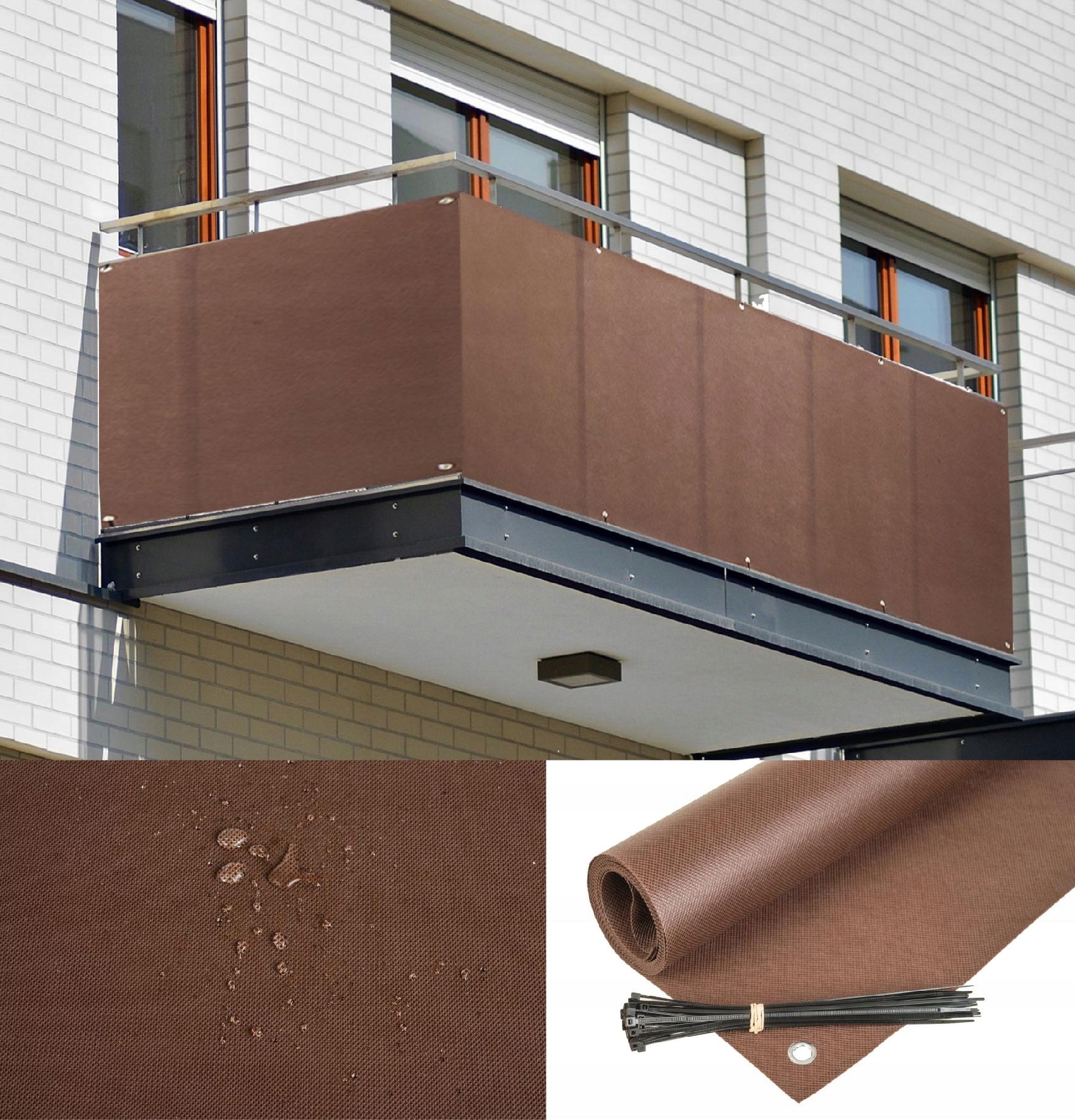 OSŁONA NA BALKON 0,8X3M MATA BRĄZOWA + GRATIS! PL