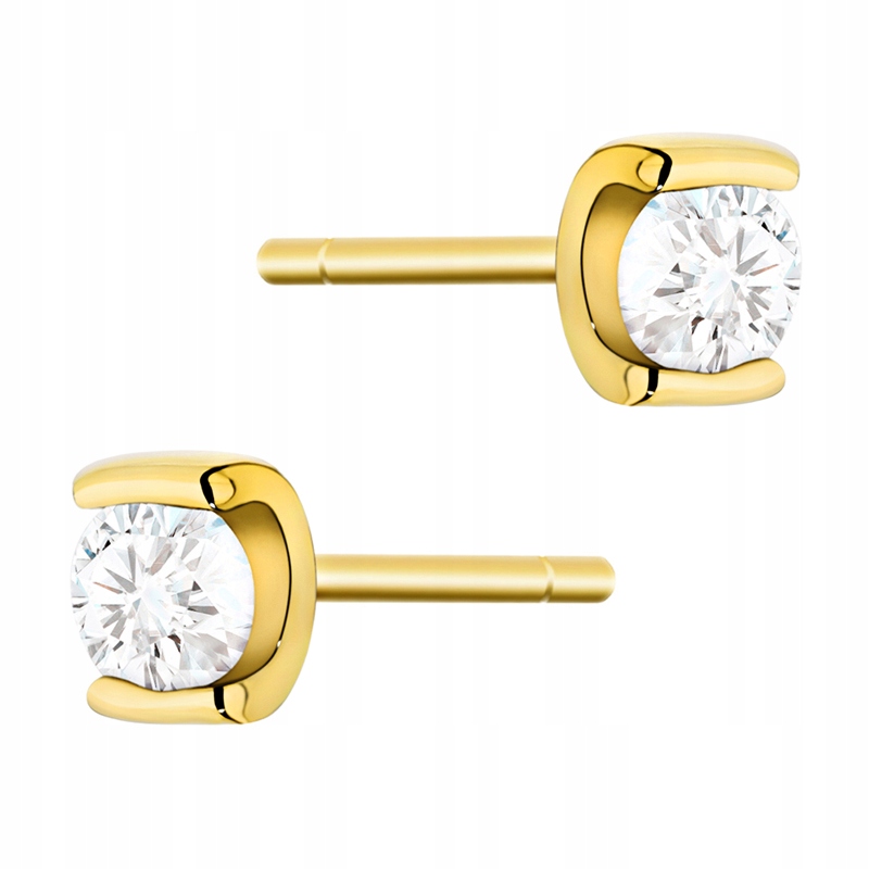 Zlaté Náušnice Dámské Na Tužku pr. 585 14k Klasické s Bílými Zirkony