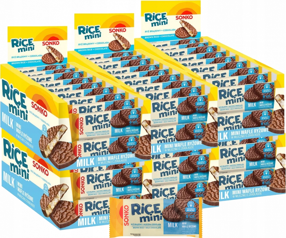 Sonko Mini Wafle Ryżowe Czekolada Mleczna 27g x72