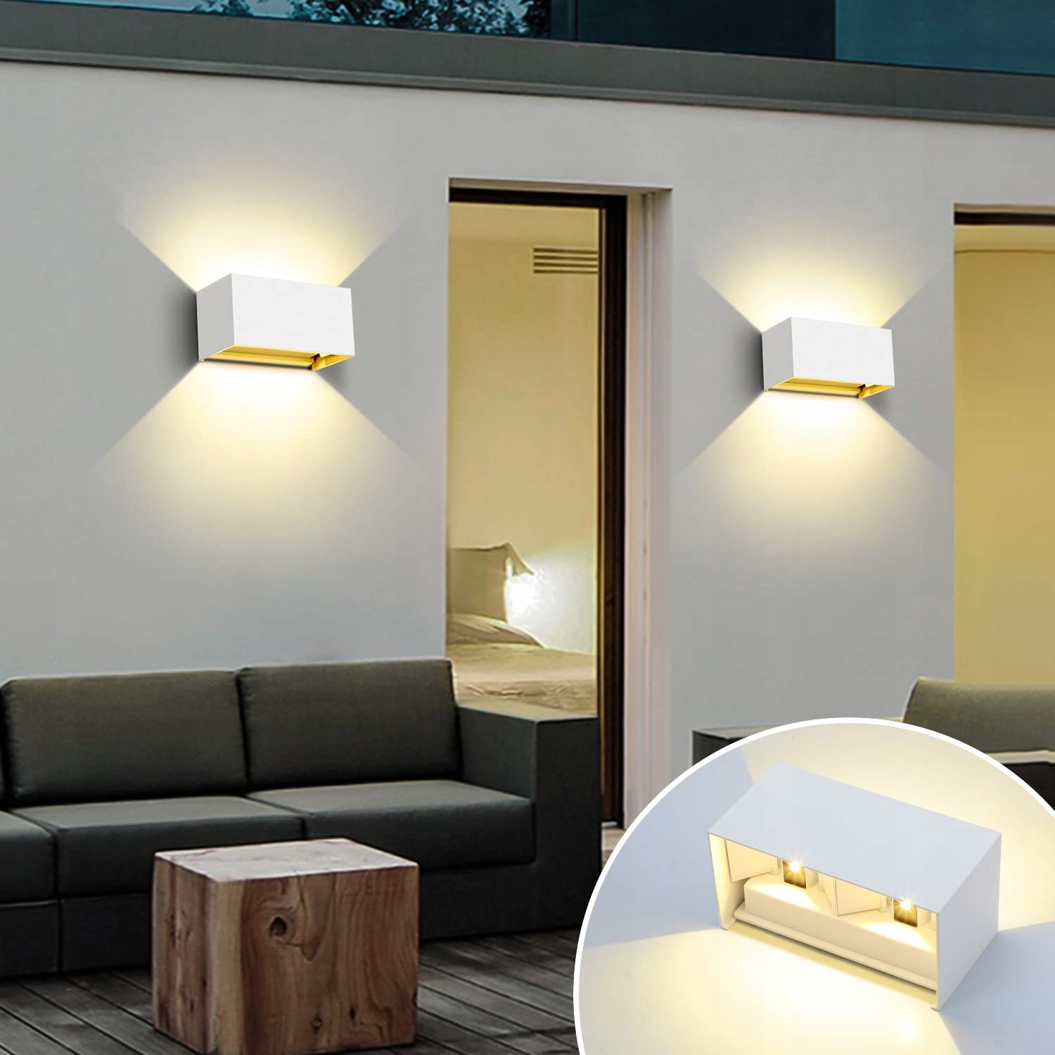 KINGWEN 20W LED Lampy Ścienne Wewnętrzne Zewnętrzne 4 Sztuki 3000K — miniatura 8