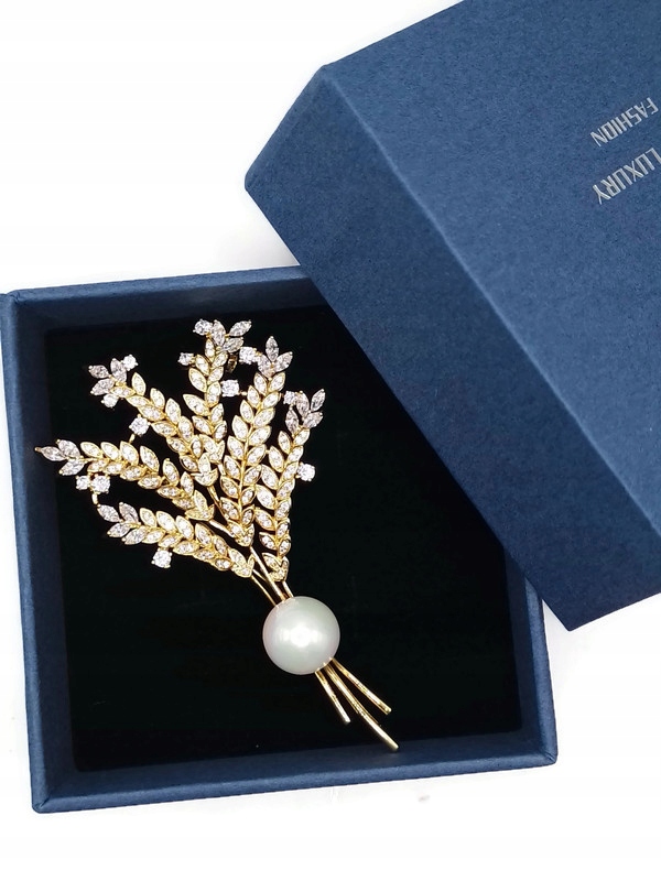 Luxusní Brož Přívěsek Klasy Zlatý 14K Gp Krabička Jako Dárek