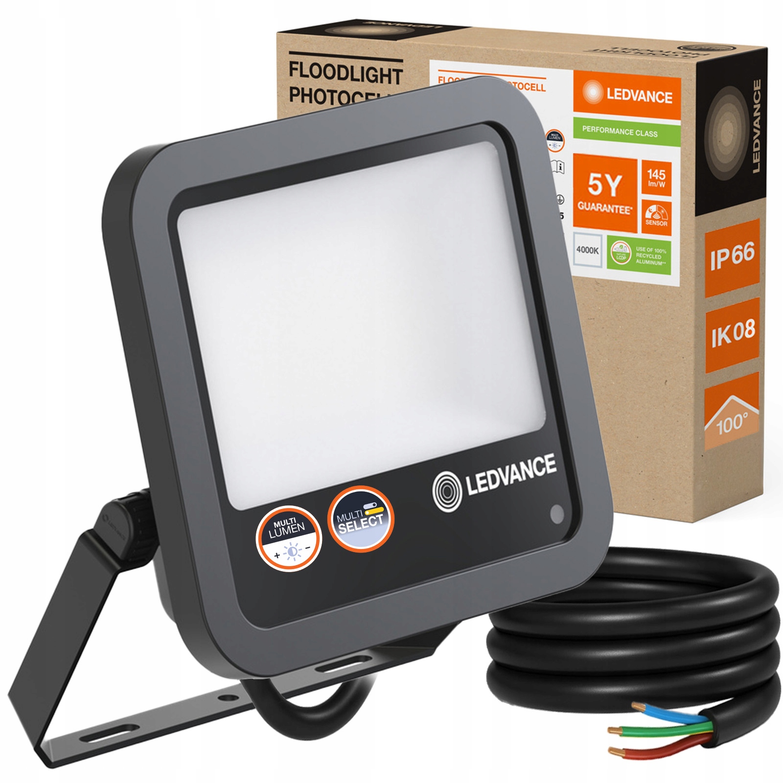 Vonkajší Led reflektor 69W 10000lm 4000K Snímač súmraku Floodlight