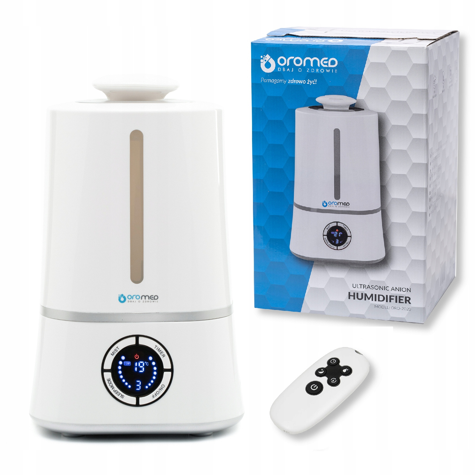 Dálkově Ovládaný Ultrazvukový Zvlhčovač Vzduchu S Ionizátorem ORO-2020