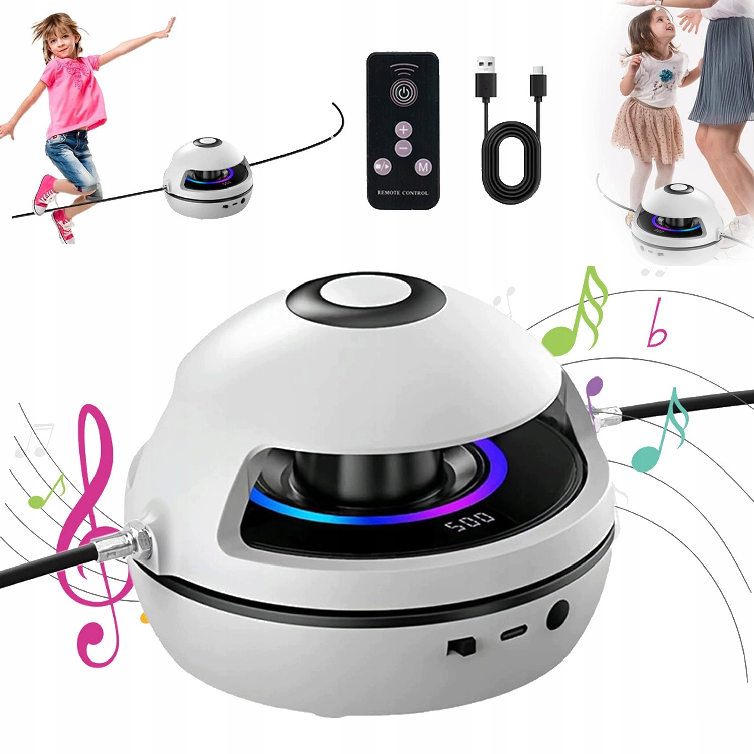 Švihadlo Elektrické Bluetooth Hudební Děti S Led Počítadlem 10 Rychlostí