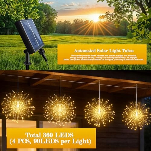 SOLAR LED LAMPKI OGRODOWE 360 LED IP65 WODOODPORNE NA TARAS I BALKON — miniatura 5
