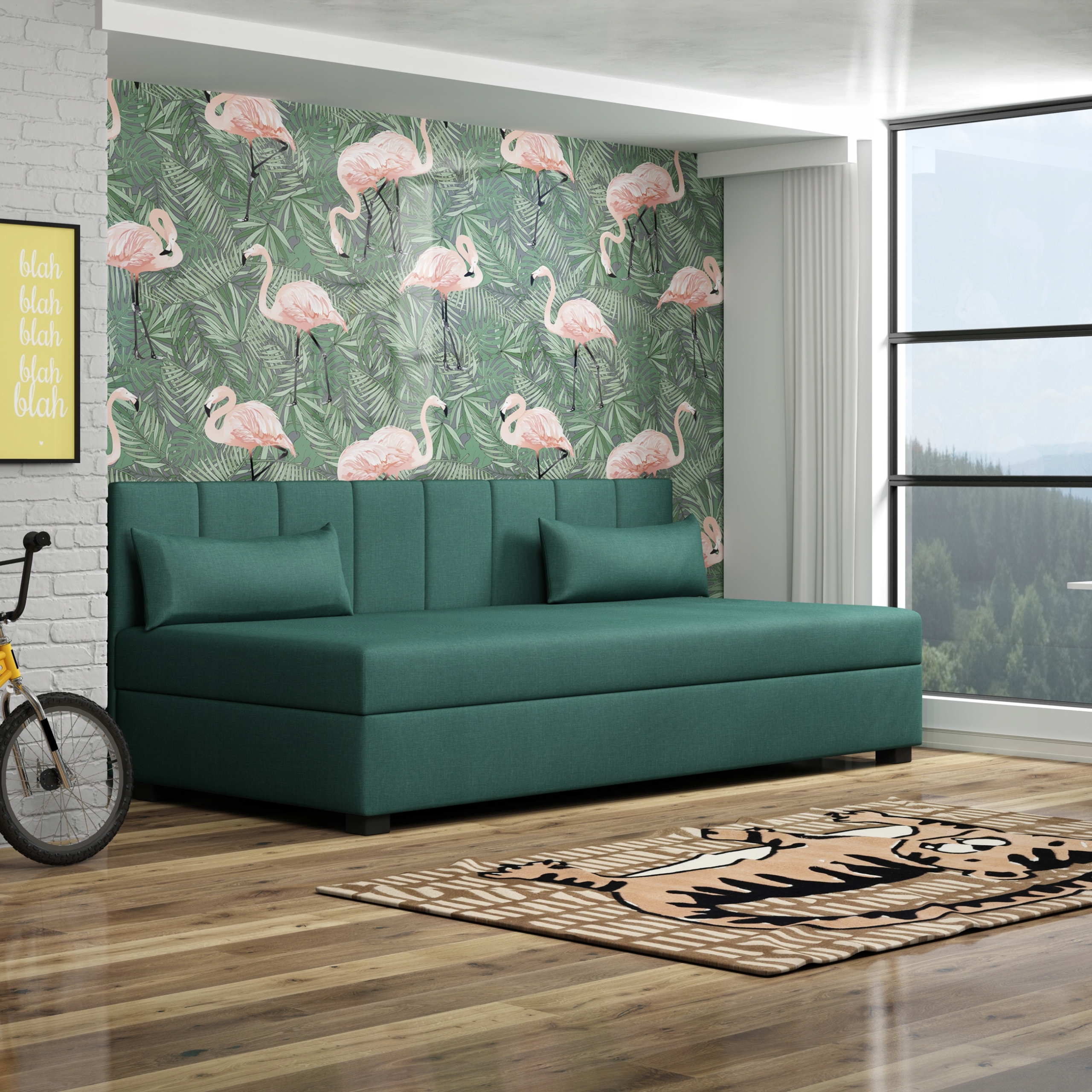 Pohovka pro mládež 90x195 Lůžko do malé ložnice Ron, velurová tkanina