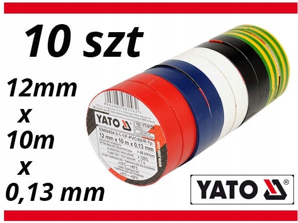 

Taśmy Izolacyjne Yato 12mmx10mmx0,13 mm 10 sztuk