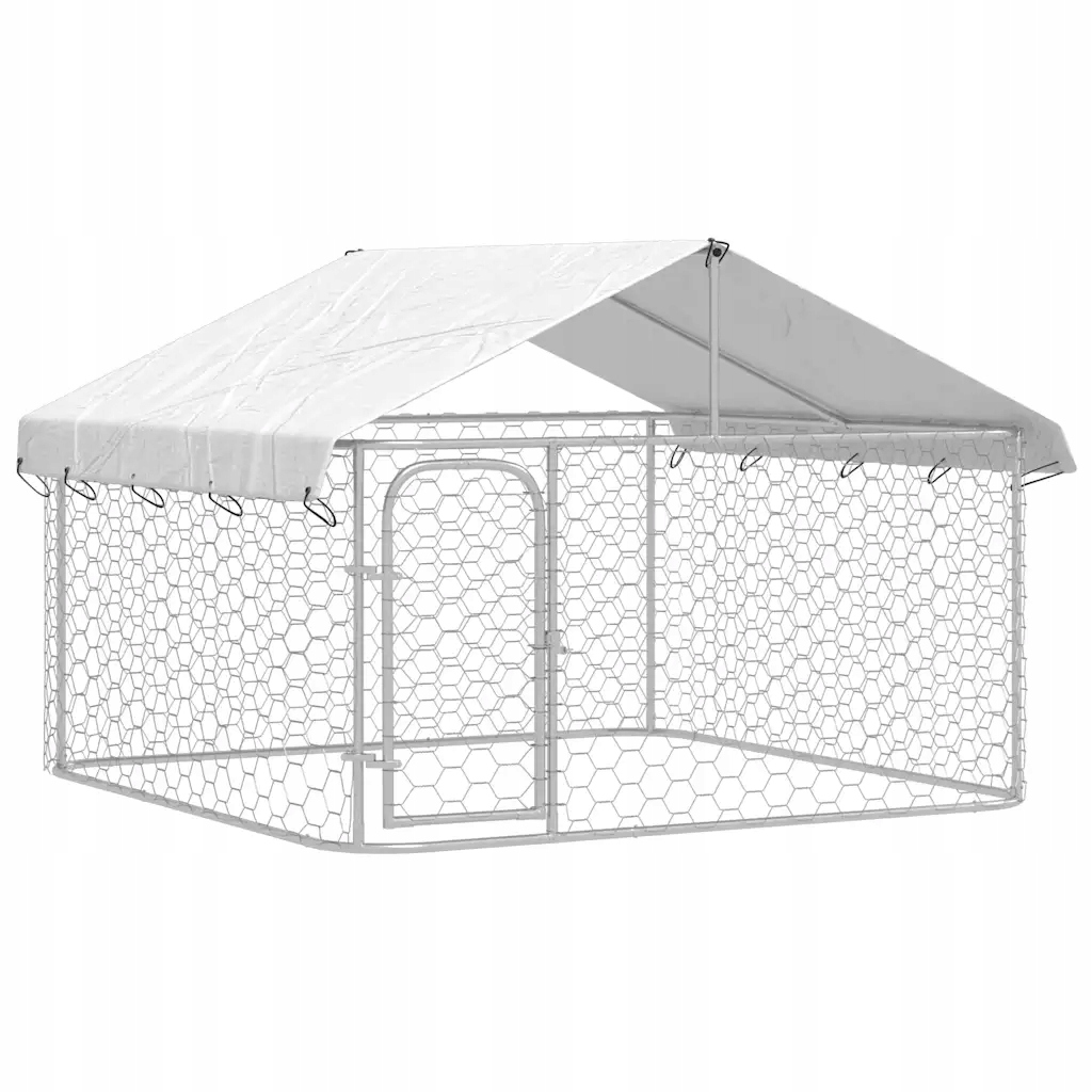 Levně Venkovní psí Kotec , pozinkovaná ocel , 200x200x150 cm, stříbrná