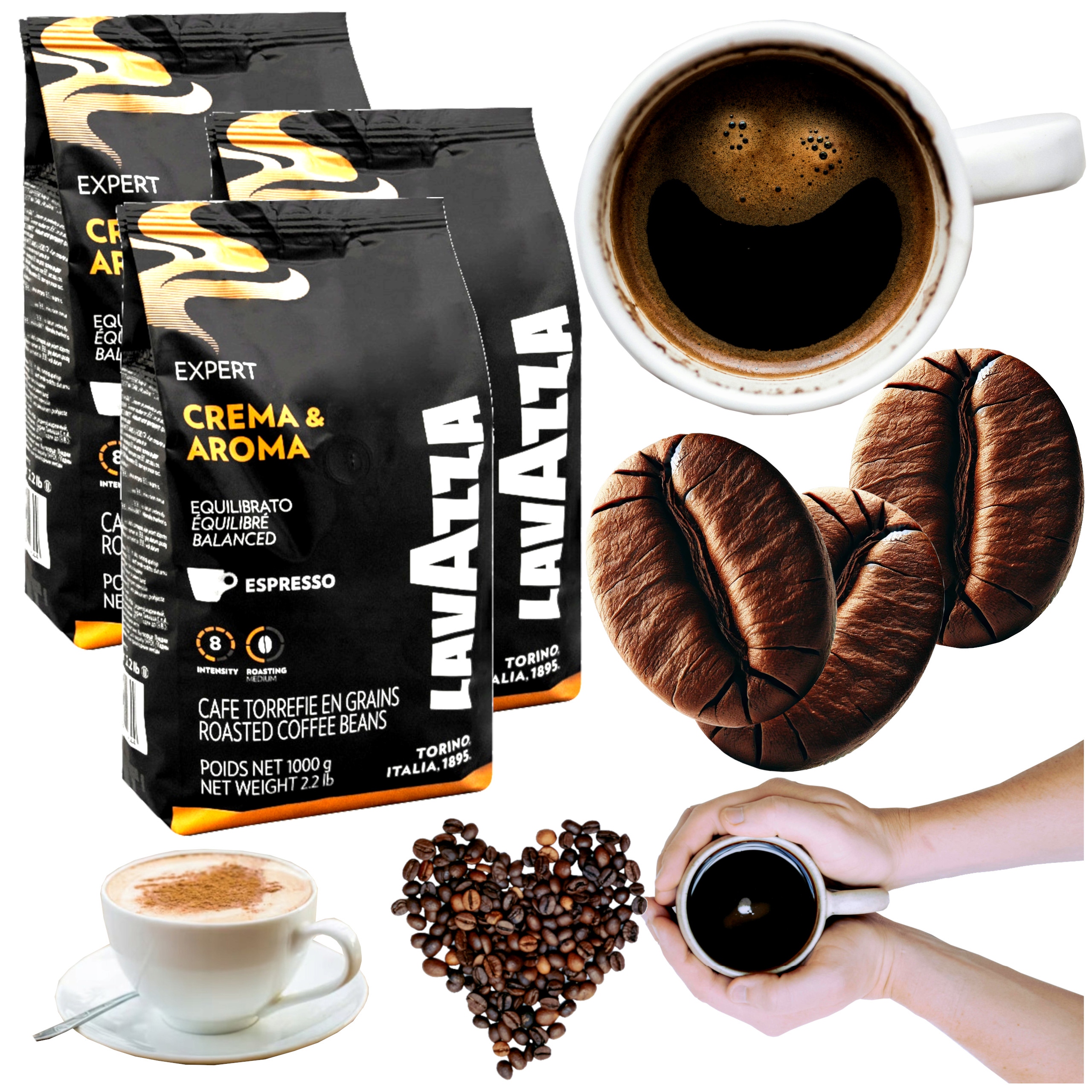 Káva zrnková 1kg x3 op. Lavazza Expert Crema e Aroma smíšená do kávovaru