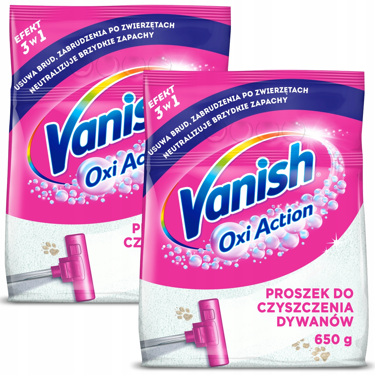 Levně Vanish Sada prášků na čištění koberců na sucho 2 x 650 g