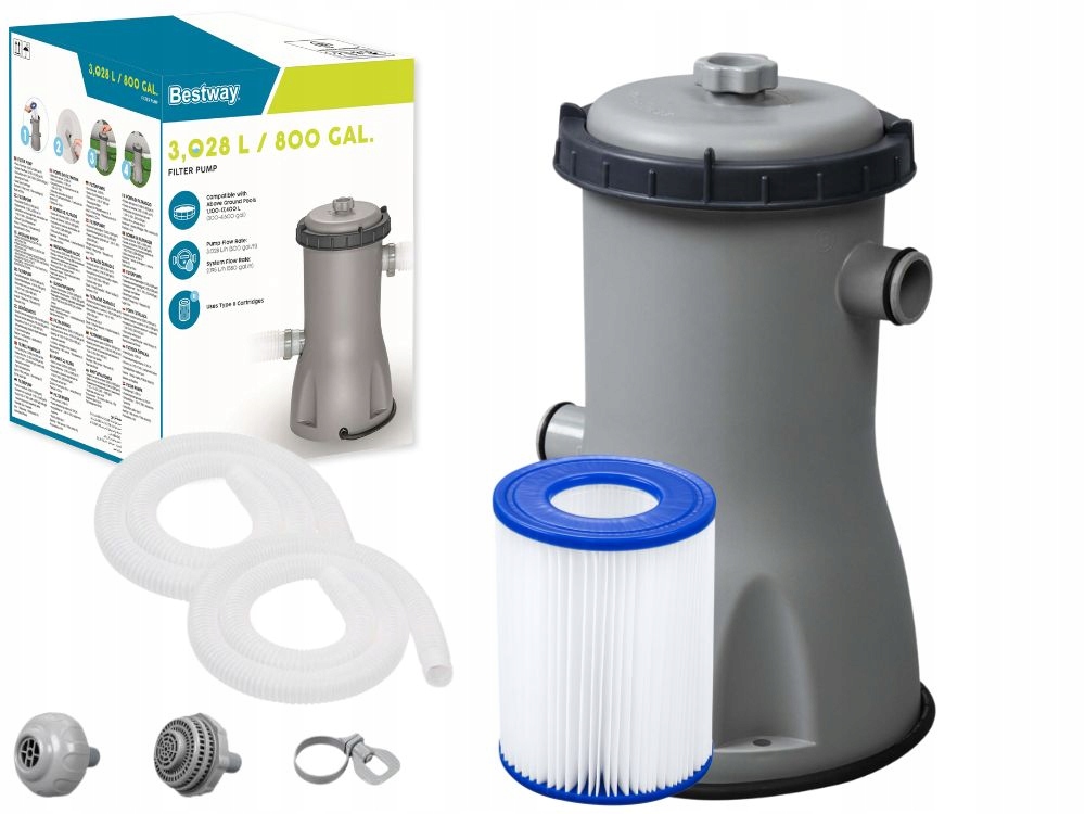 Pompa Basenowa Filtrująca Kartuszowa Filtr Do Basenu 3028 l/h Bestway 58386