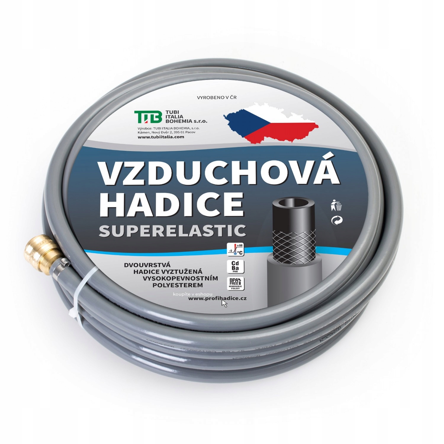 Vzduchová hadice superelastic s rychlospojkami 6x12 mm 20 m