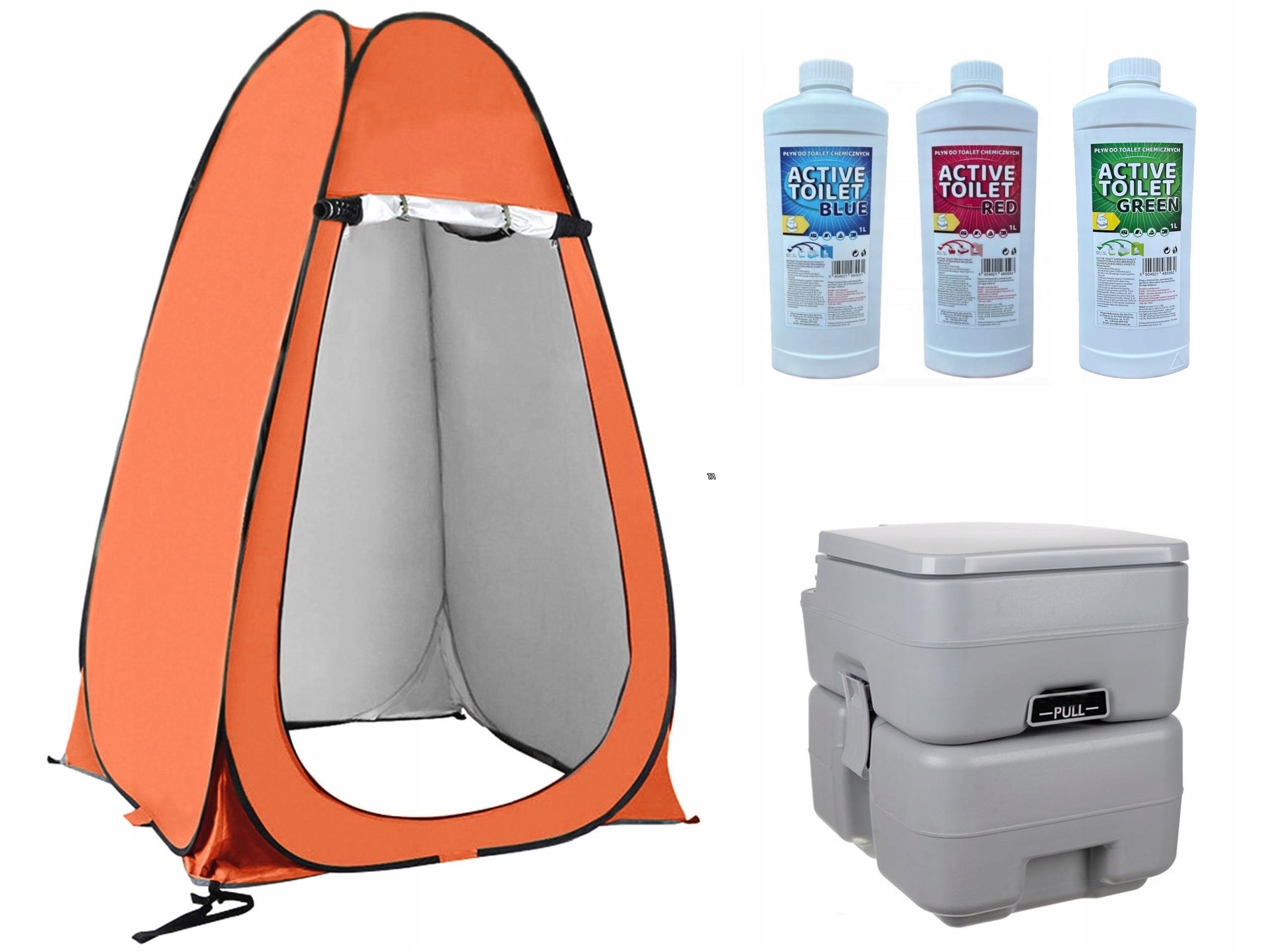 Turistická toaleta 33 l Wc tekutiny 3 l Stan Převlékárna Kamper Camping