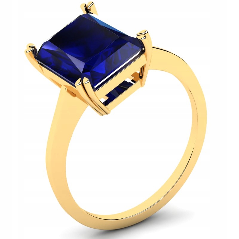 

Pierścionek Złoty Z Szafirową Cyrkonią 10X8MM