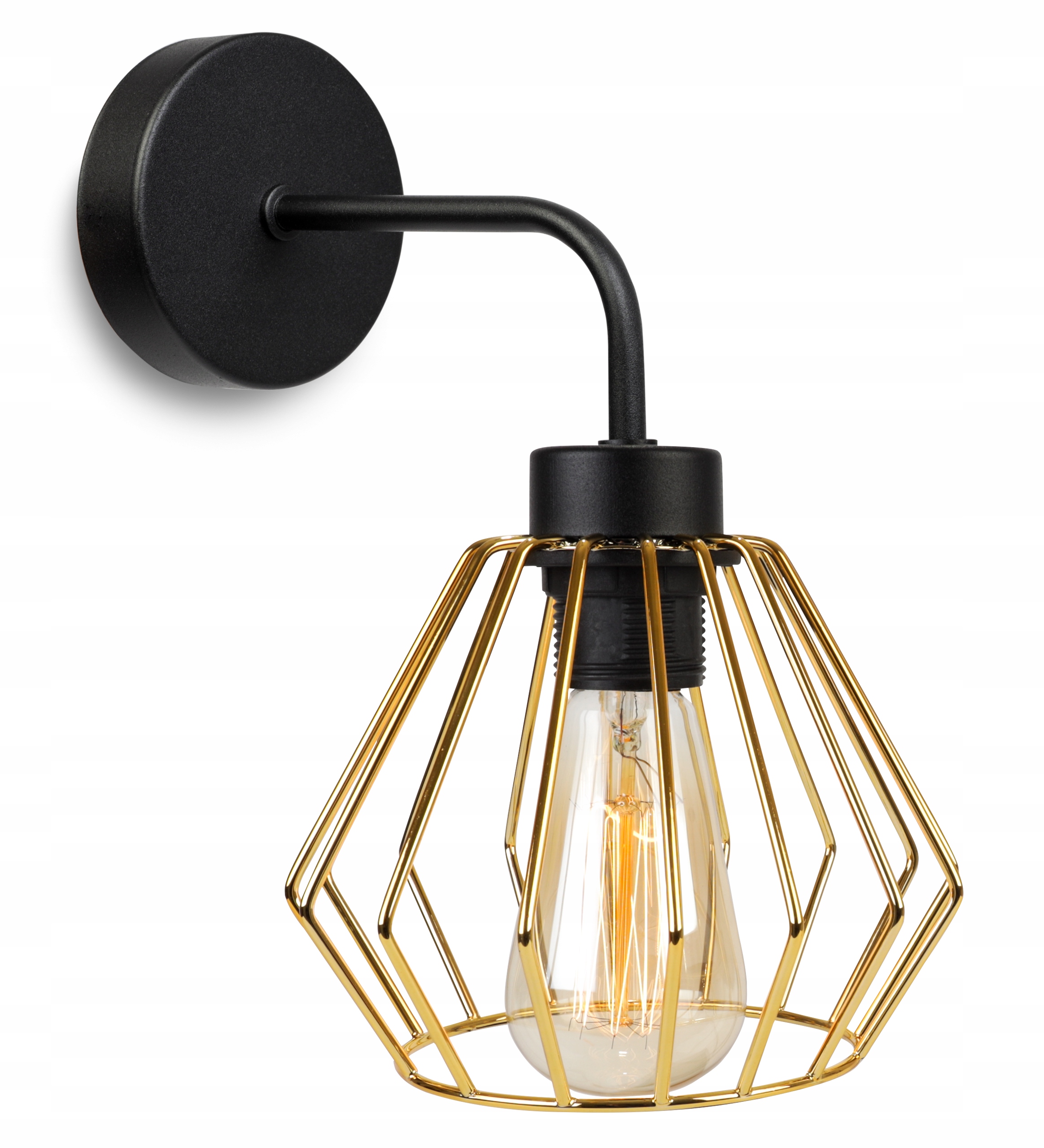 Elegantní Nástěnná Lampa Retro Drátěný Zlatý Loft