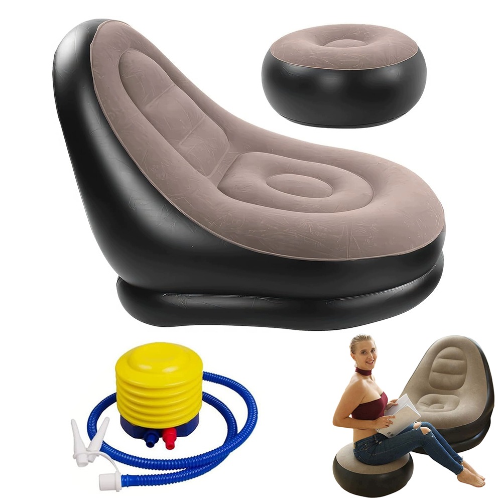 Nośność 100 kg przenośna sofa dmuchana welurowa do domu i na plażę
