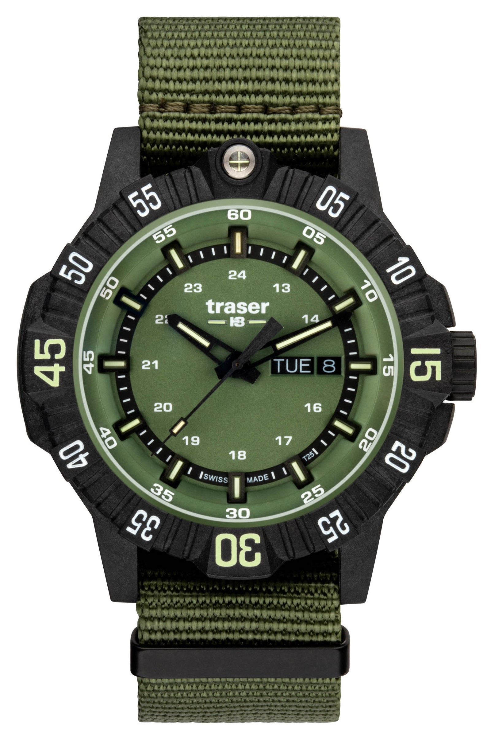 Nové Originální Pánské Hodinky Traser TS-110726 zelené P99+gravírování krabička