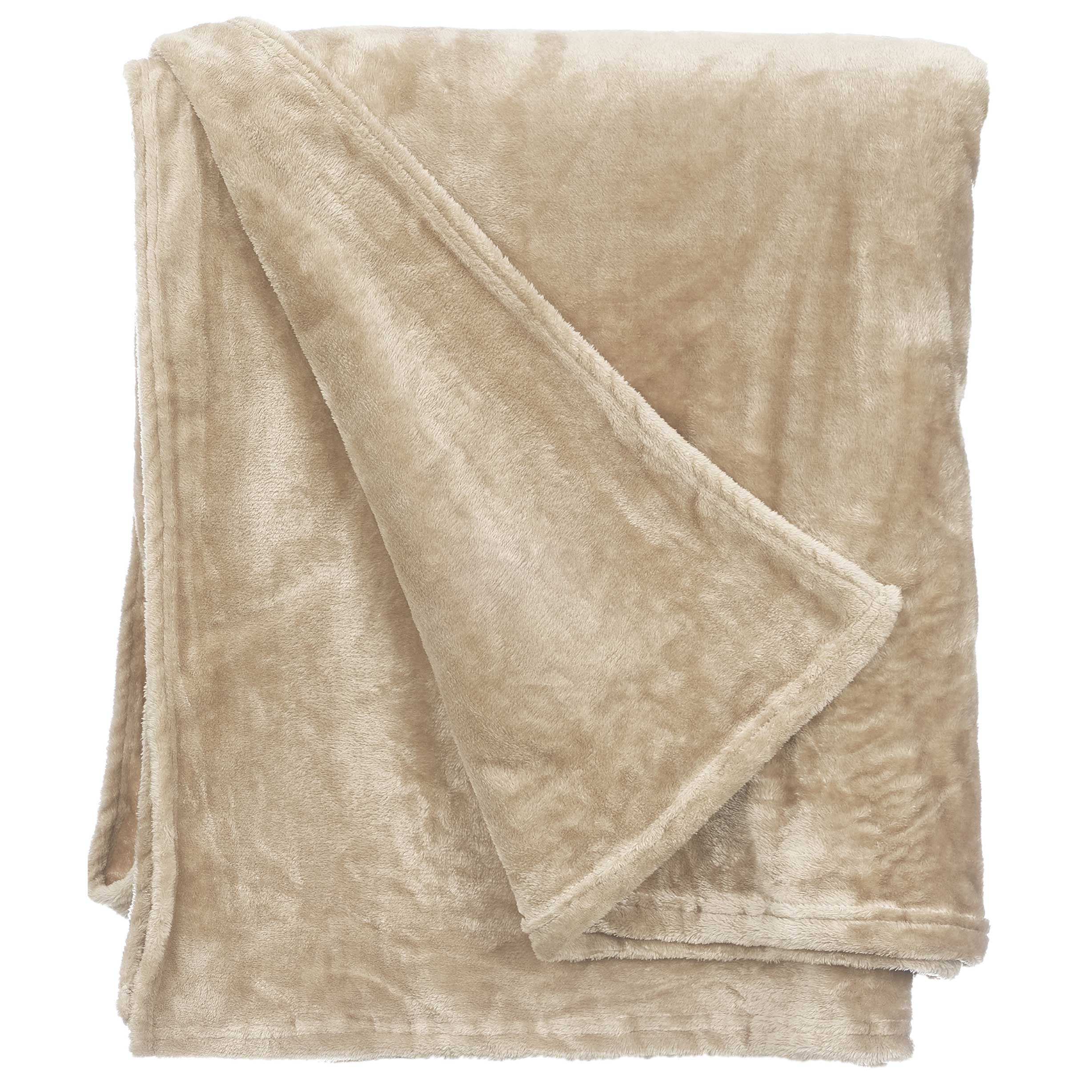 Plyšová Deka Polyester 180 X 220 CM Béžová Měkká