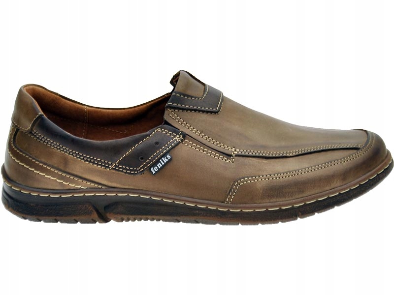 MĘSKIE POLSKIE MOKASYNY SKÓRZANE 102 BRĄZ 42 Rozmiar 42