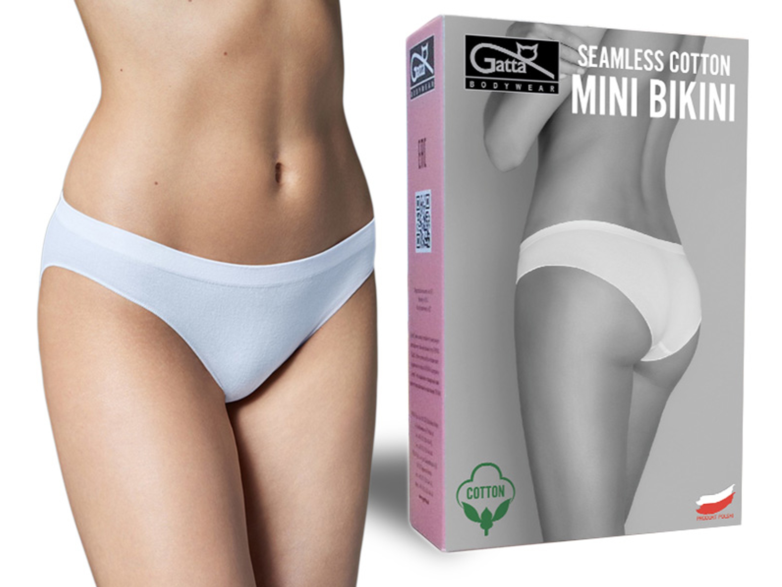 

Seamless Cotton Gatta Mini Bikini, biały, S
