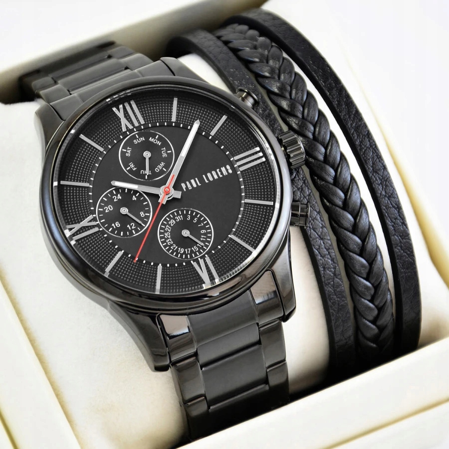 Sada pánských hodinek Paul Lorens Savres s náramkem Box Gravírování