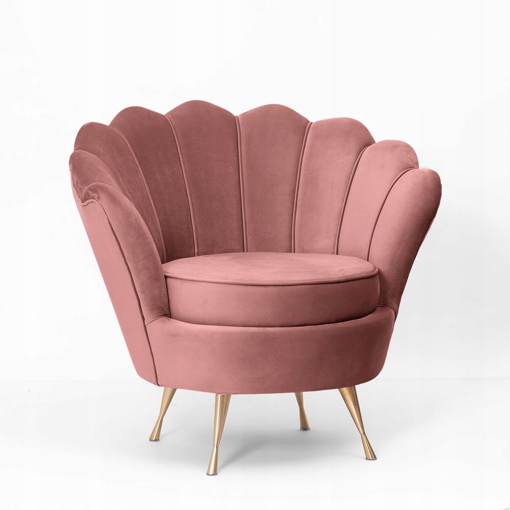 Fotel tapicerownany Muszelka Shell glamour