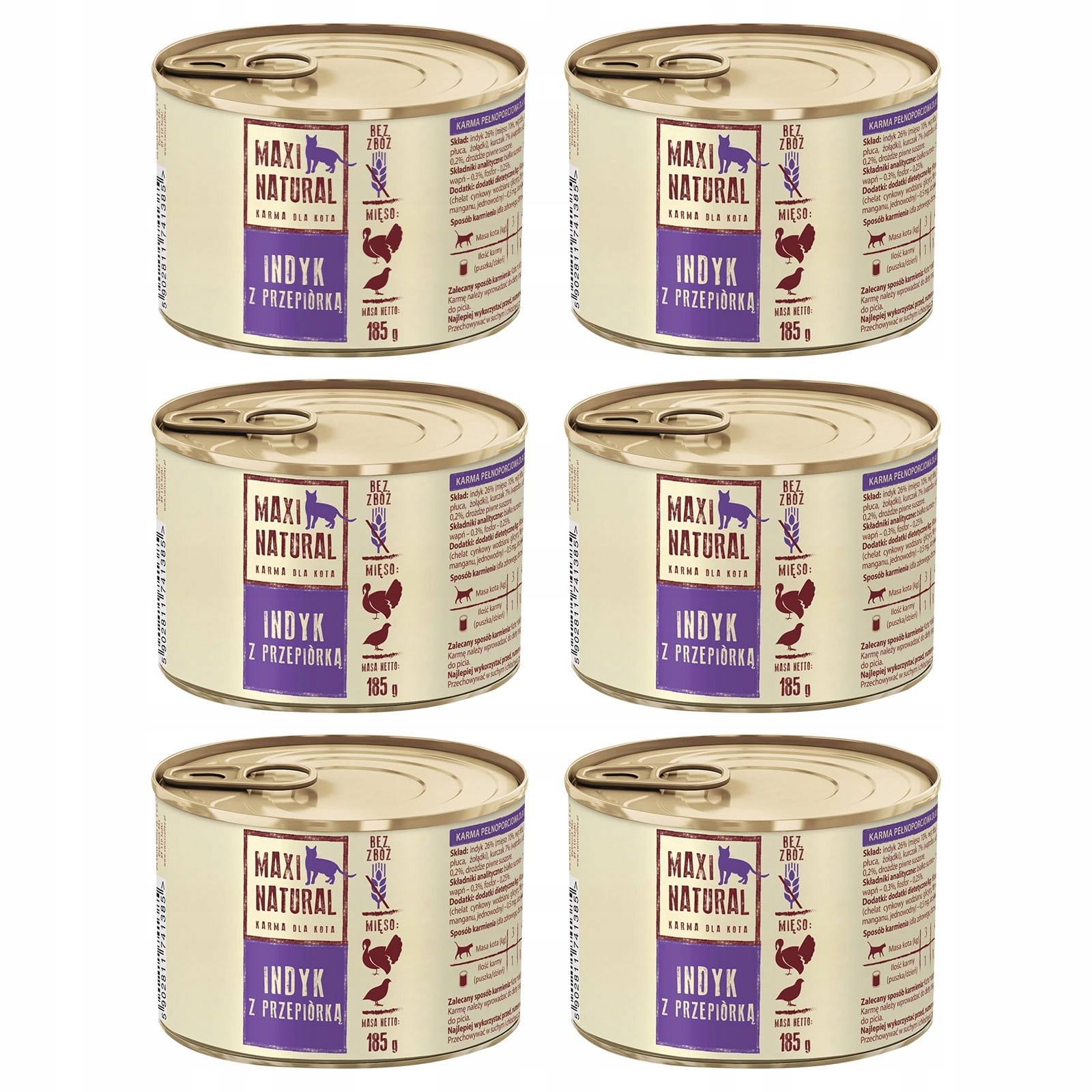 Levně Maxi Natural Krmivo pro kočky Krůta s granulemi 6x185 g