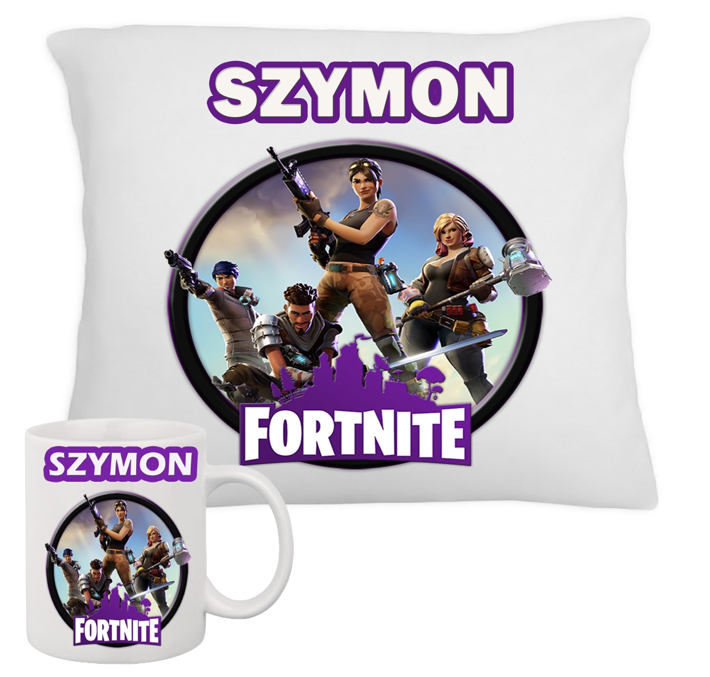

Zestaw Fana Kubek+poduszka Fortnite Karotnik+ Imię
