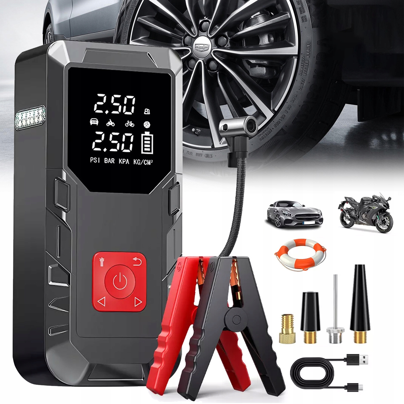 Zařízení pro startování auta Power Bank, Inteligentní vzduchová pumpa