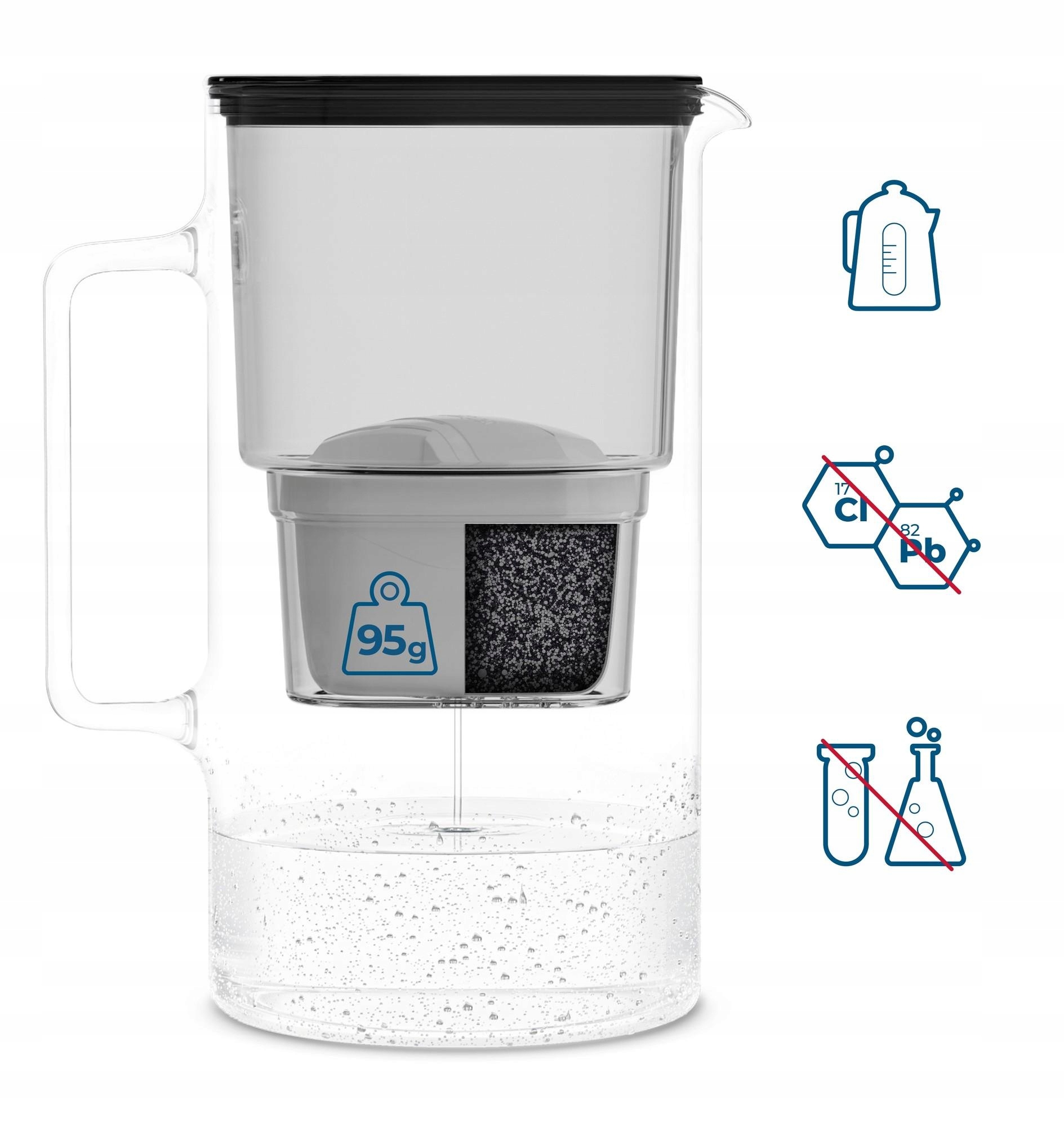 DZBANEK SZKLANY WESSPER D2 BOROSILICATE 3l + 10x FILTR WKŁAD WODY WESSPER Kod producenta WES201-BK_+_9X_FL01