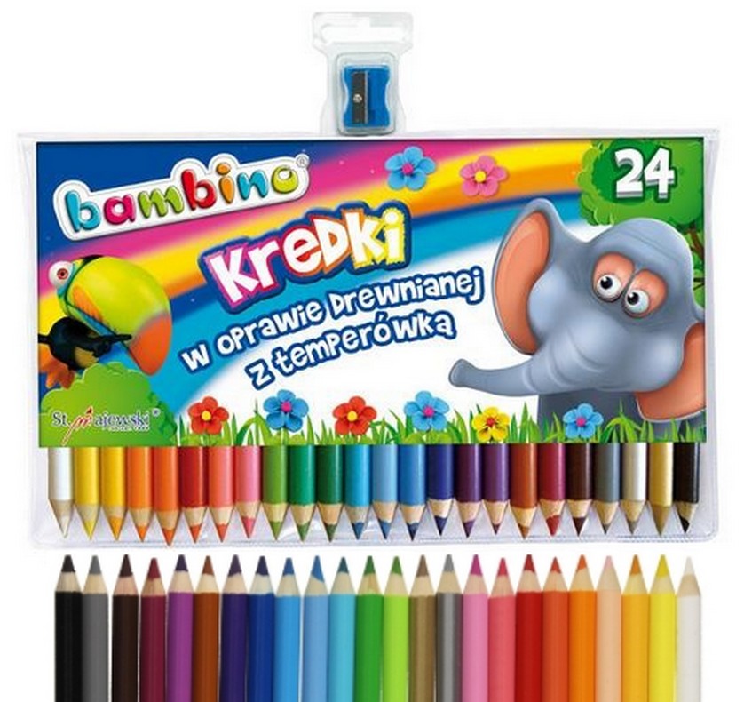 

Bambino Grube Kredki 24 złota srebrna temperówka