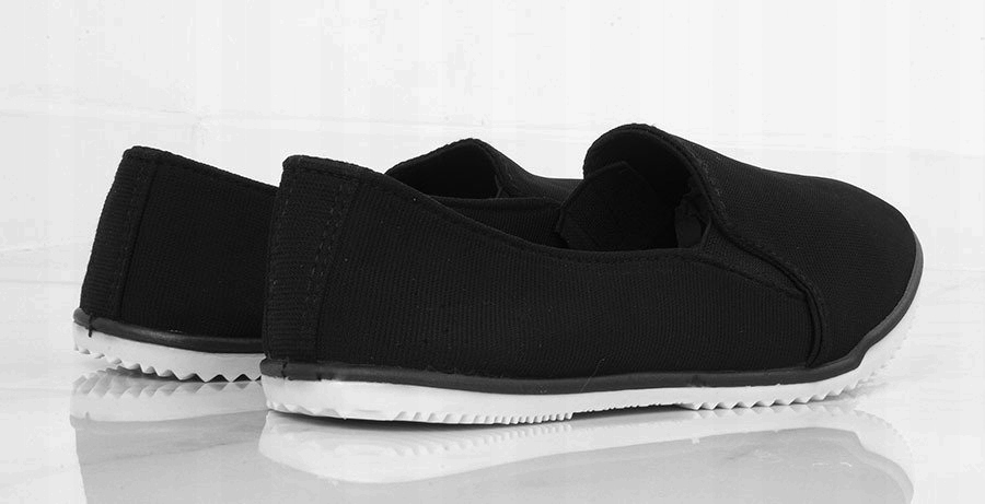 4789 CZARNE TENISÓWKI WSUWANE LYCRA SLIP ON 38 Rozmiar UK 5