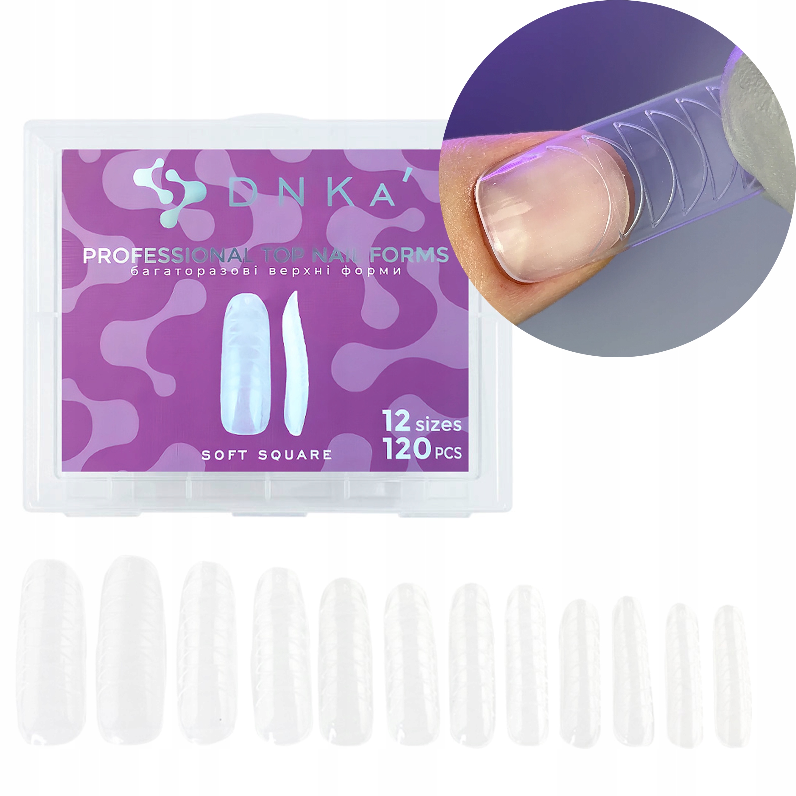 Dnka' Horní Formy Dual Pro Prodlužování Nehtů Soft Sqare 120 Ks