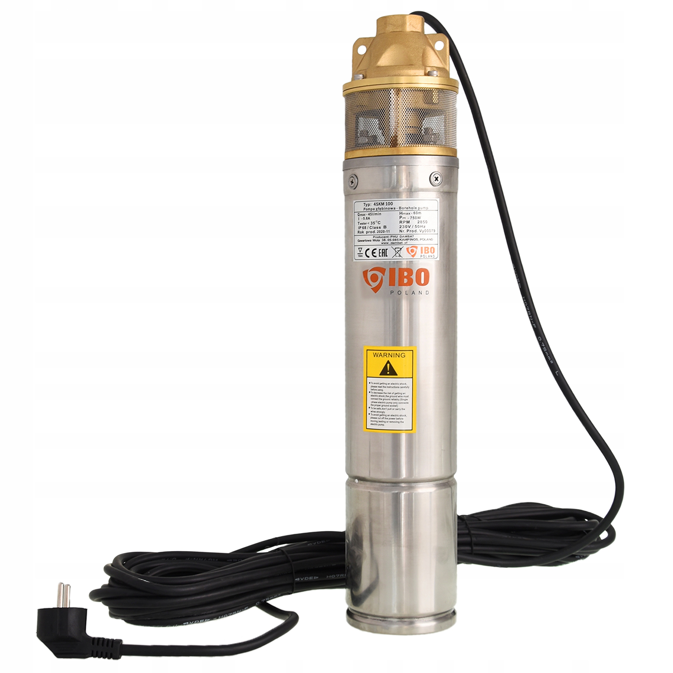 POMPA GŁĘBINOWA 4 CALE SKM150 KABEL 15 1100W 11bar