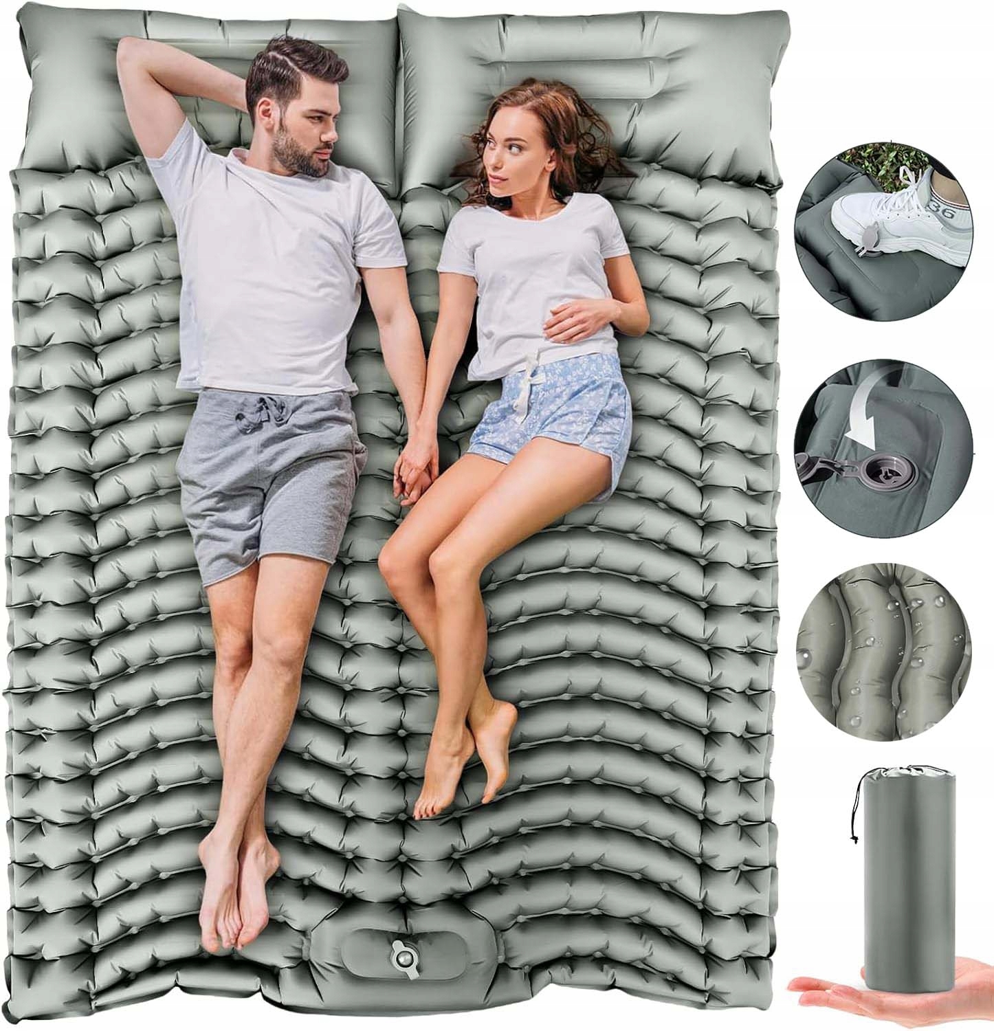 Dvojitá Matrace Ultralehká Pro Stan A Auto 200*133 CM Šedá