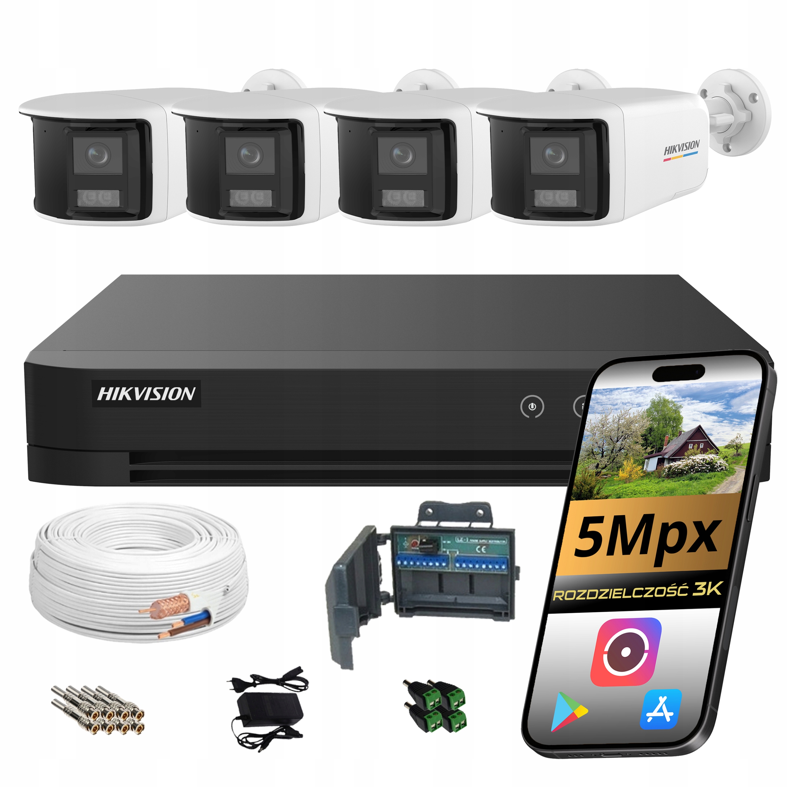 Sada Pro Monitorování Hikvision 4 Panoramatické Kamery 5 Mpx S Dálkovým Náhledem