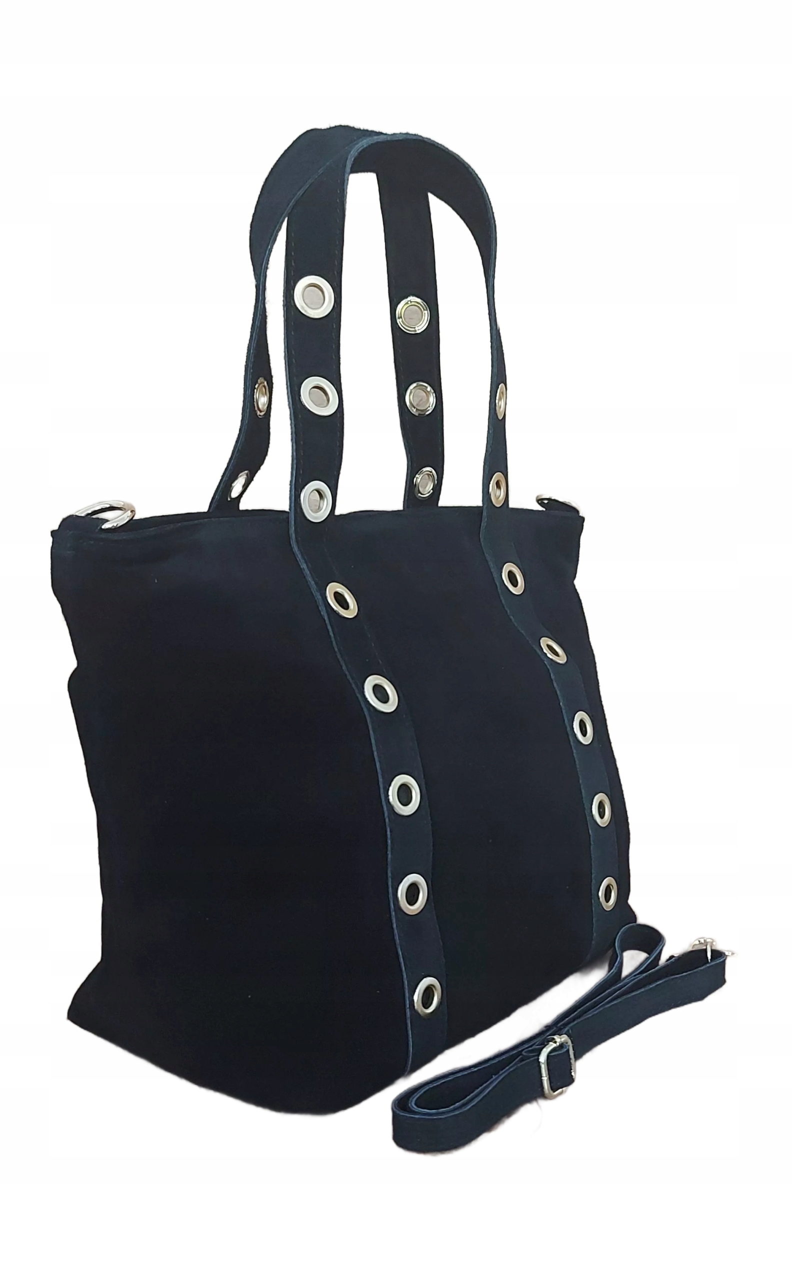 Kožená Taška Přes Rameno Měkký Semiš Zlaté Šatonové Růže Kolečka A4 Černá