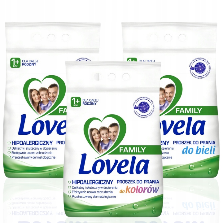 Levně Lovela Family Prací prášek Bílá a Barva 3x2,1kg (84 praní)
