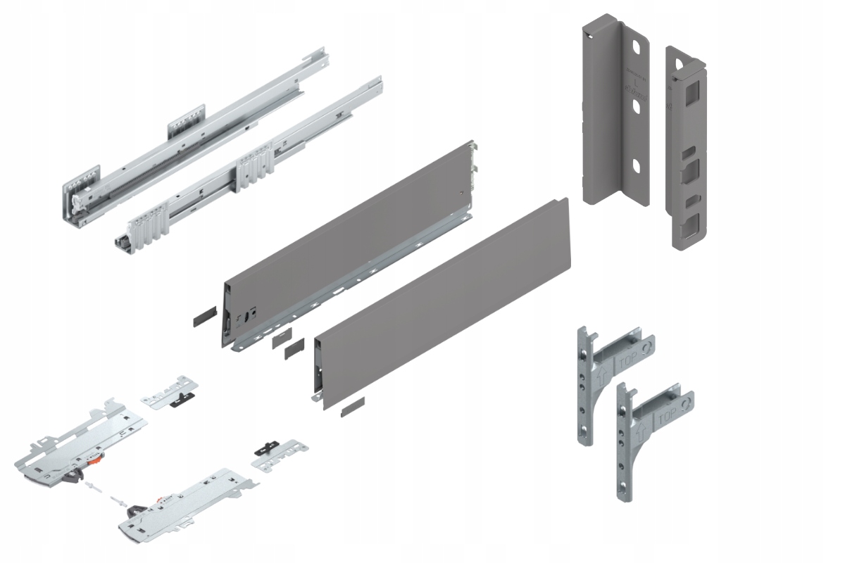 Blum Šuplík 600 zásuvka Medium K Tip-On šedá