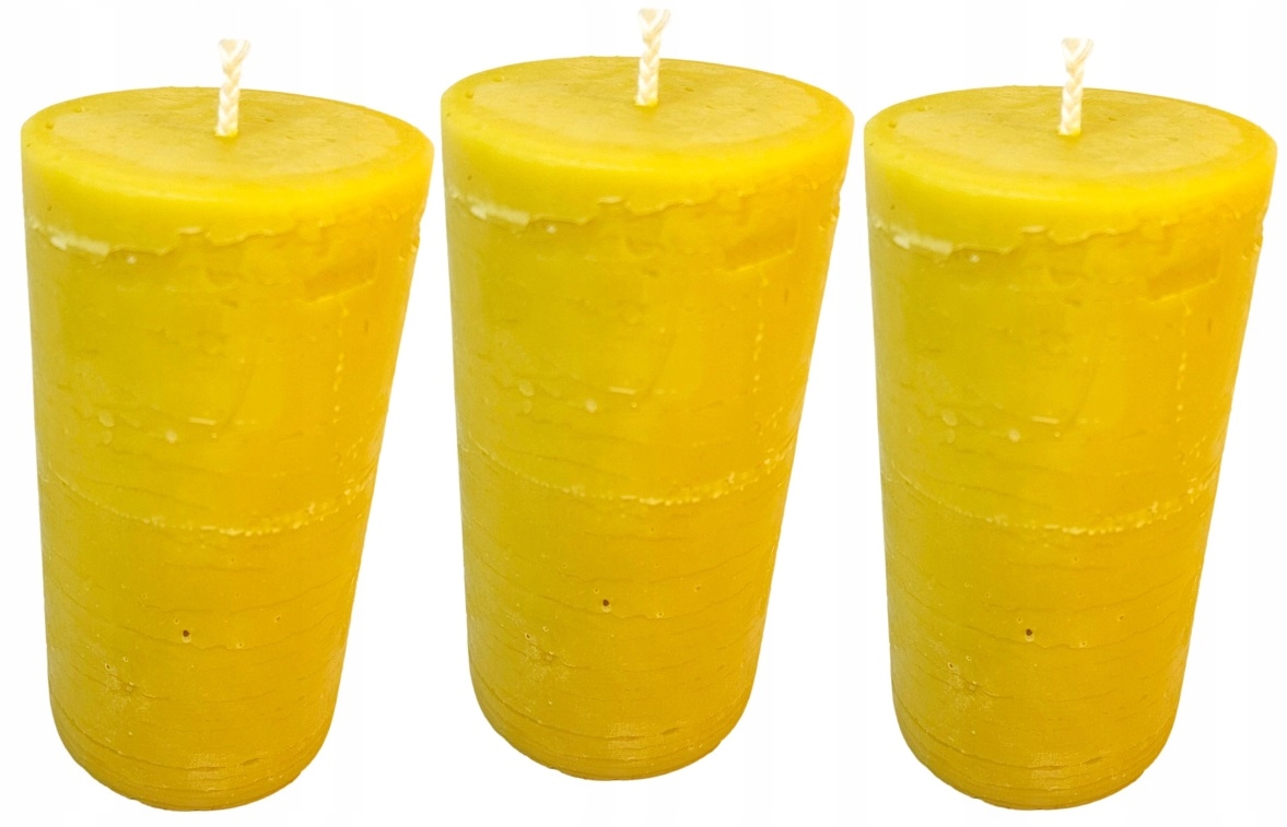 3 x Ozdobná Svíčka z přírodního včelího vosku Válec 13 cm 3 x 360 g