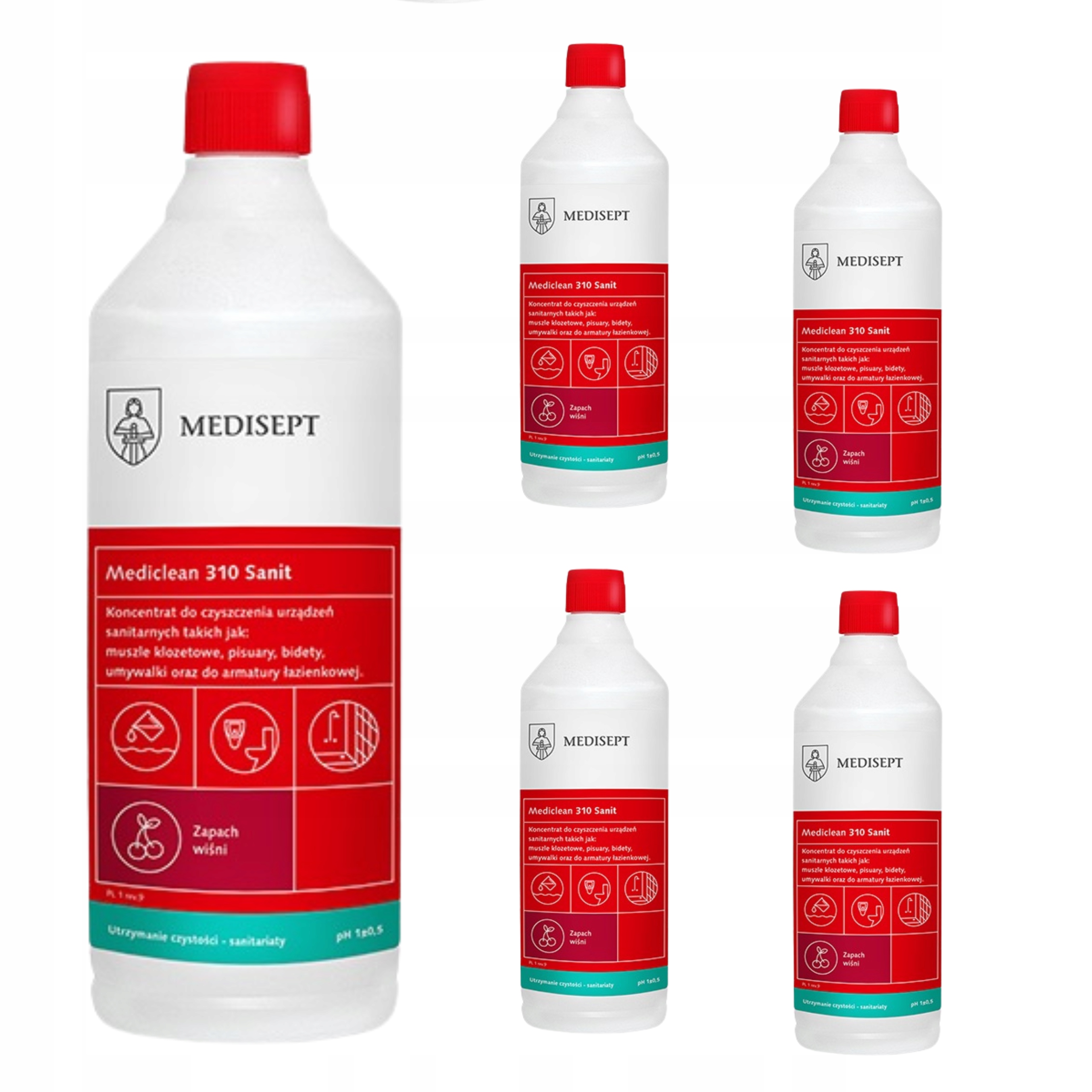 Levně Koncentrát Na Mytí Sanitárních Povrchů Medisept 310 Saint 1 L, Sada 5 Ks
