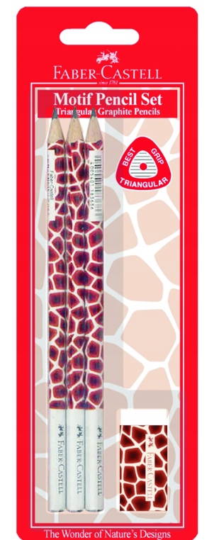 Zestaw Faber-Castell 3 trójkątne ołówki + gumka