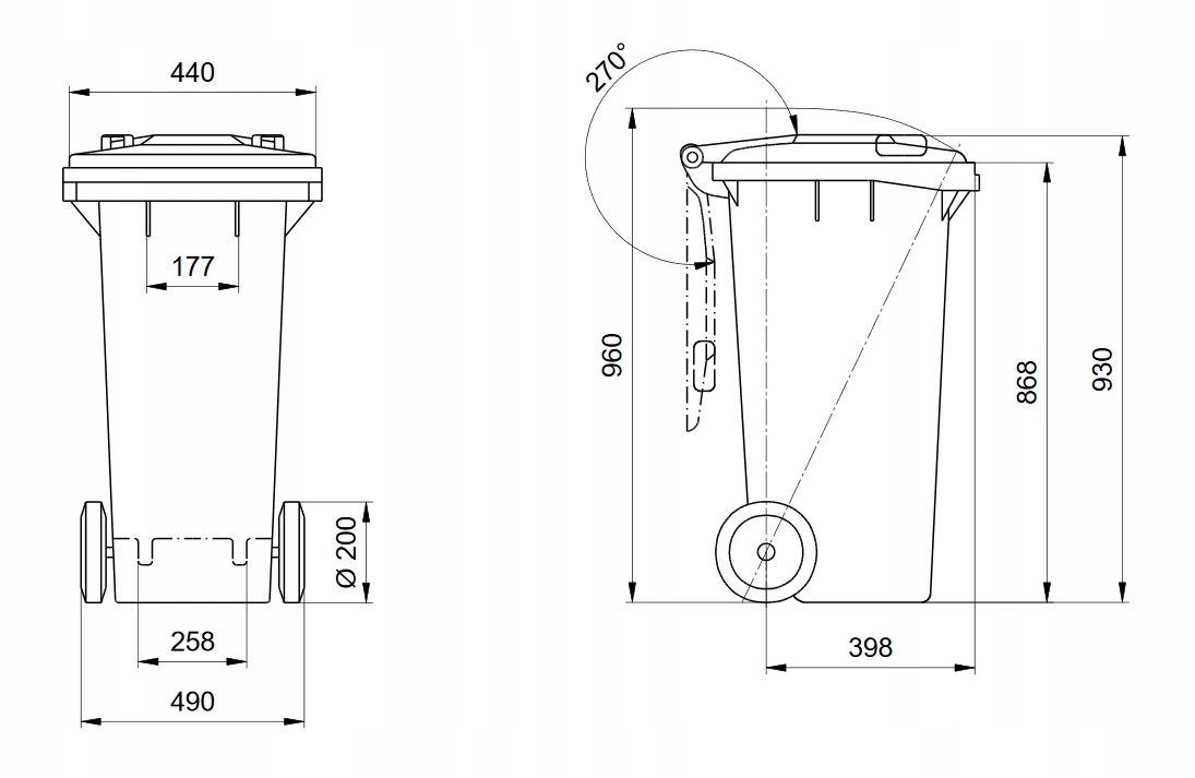 Zestaw koszy 120l WEBER zmieszane BIO płyn BROS Kod producenta kosz na śmieci pojemnik 120l WEBER