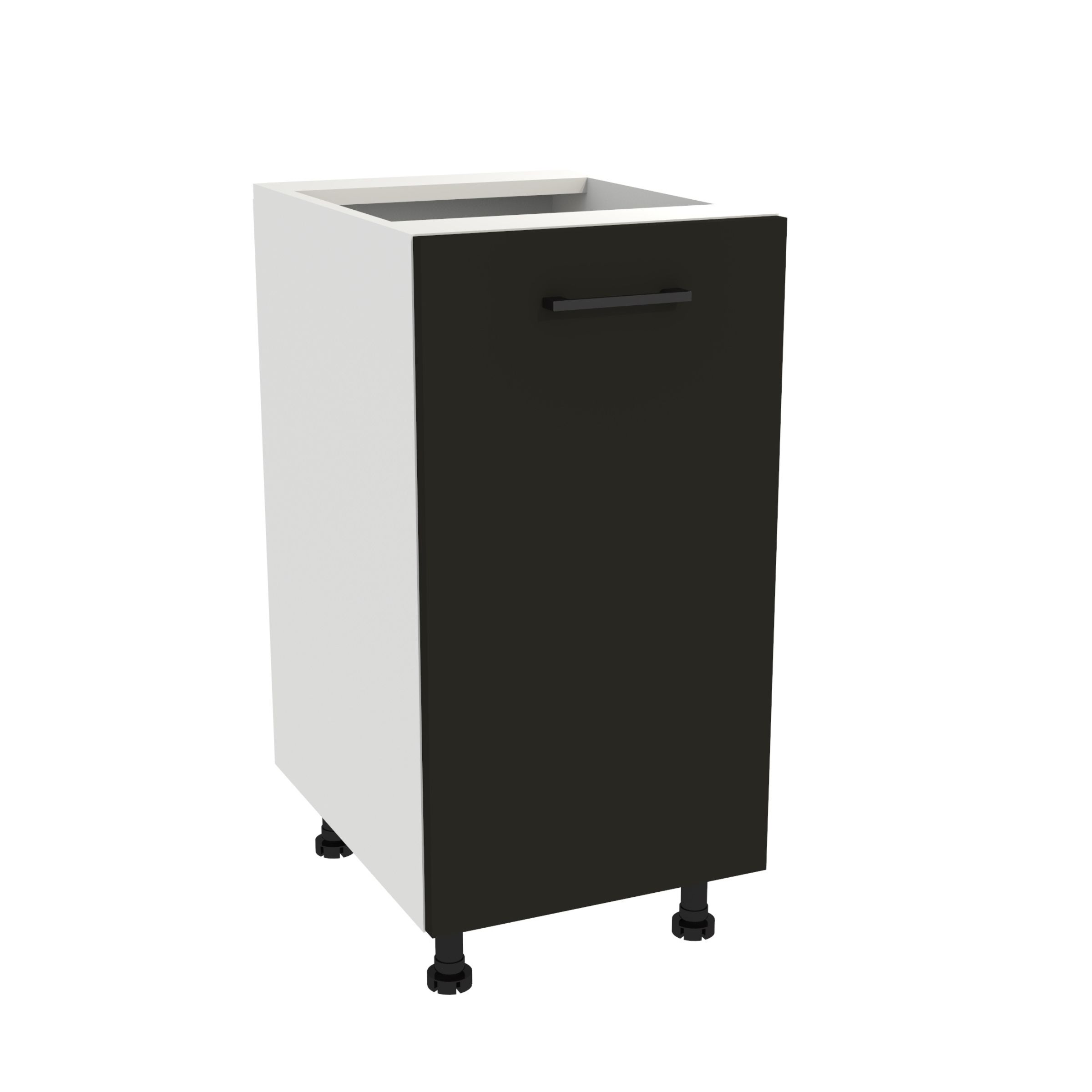 Dolní kuchyňská skříňka 40 Capri korpus Bílá přední strana Černá Mat