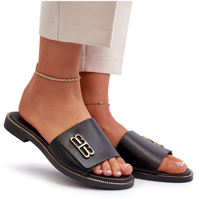 Zazoo 40384 Nazouváky Kožené Elegantní S Ozdobou Černé 36